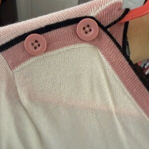 Roz & Ali Cream sweater with Pink and Black Trim